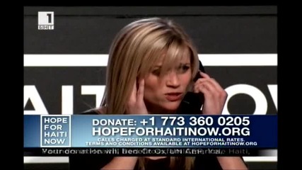 Reese Witherspoon on the phone - Hope For Haiti Now 