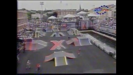 Tony Hawk jumps into the water at X-games 1996