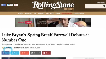 Luke Bryan's 'Spring Break' Keeps Fans Warm Debuting at Number One