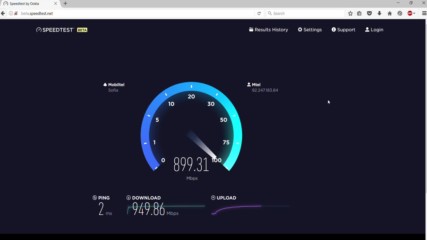 Тест на интернет връзка от 1 Gbit/s