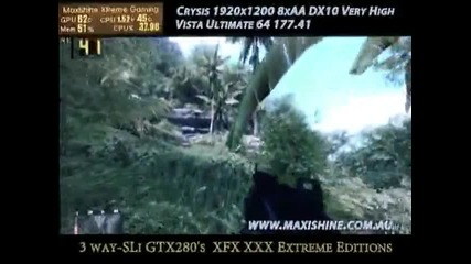 Gtx280 3-way Sli Crysis Gameplay 1920x1200 8xaa