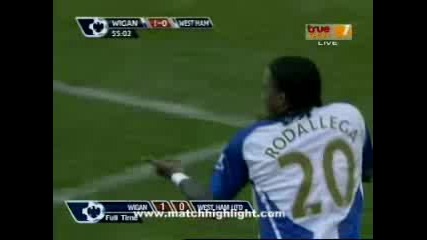 Hugo Rodallega Goal Wigan Athletic - West Ham 1 - 0 (1 - 0 12/09/2009)