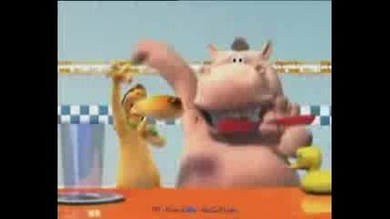 brushing teeth - hippo and dog 