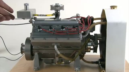 Flat Head V8 Running Miniature Model Engine - Block is Only 7 Long