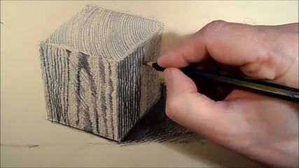 How to draw a wooden cube, Tutorial, Time Lapse