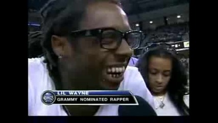 Lil Wayne chills in Sacramento at the Kings - Hornets game