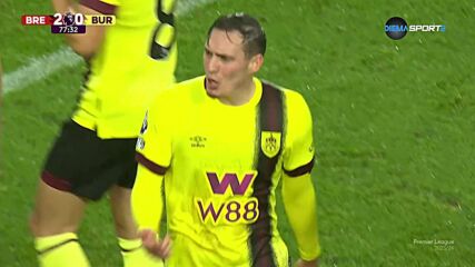 Burnley FC with a Red Card vs. Brentford