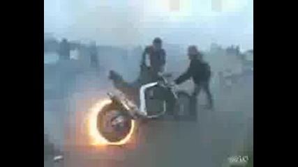 Burning Burnout Motorcycle