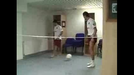 Cristiano Ronaldo & Deco Playing A Special Kind Of Voleyball