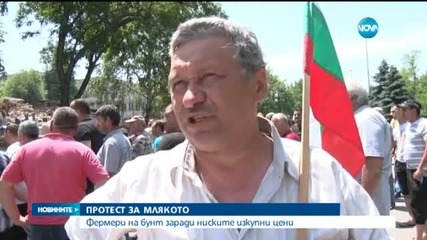 Животновъди протестират с разлято мляко на пътя (Разширено)