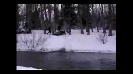 Snowmobile Crash Into Tree