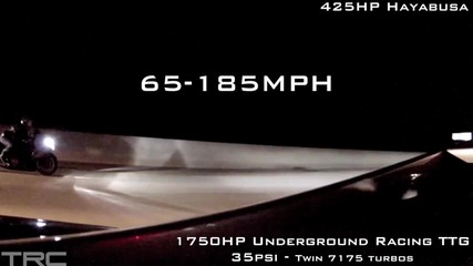 Лудо Ускорение 425hp Turbo Hayabusa Vs 1750hp Lamborghini Underground Racing