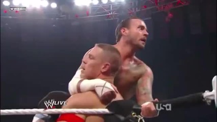 Cornered High Knee followed by Bulldog - Cm Punk