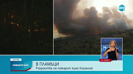 Пожар гори до военния полигон край Казанлък