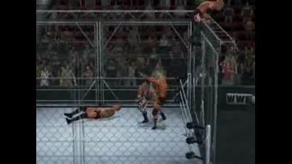 ziggler and edge vs randy orton and jack swagger in a still cage match