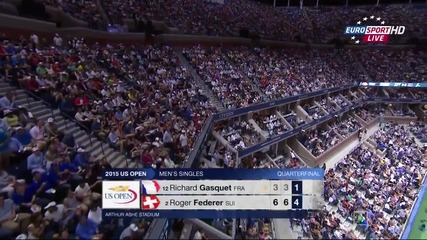 Us Open Qf 2015 R Gasquet - R Federer Eurosport Hd Rus 3set