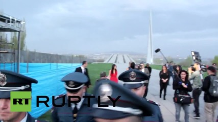 Armenia: Kim Kardashian places flowers at 'Genocide Memorial Complex'