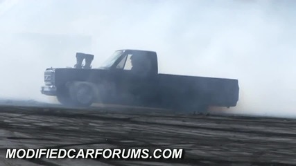 Solid Supercharged C10 Chevy burnout at Murray Bridge Autofest 2010 