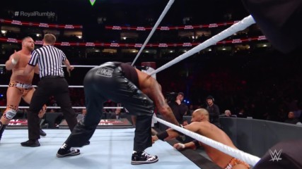 Luke Gallows bodyslams both members of The Revival: Royal Rumble 2018 Kickoff Match