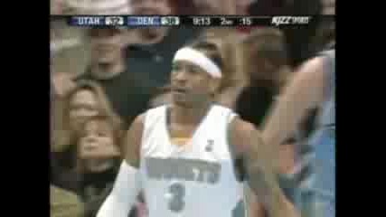 Iverson Hits Deron Williams Face With Ball 