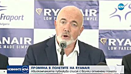 "Ryanair” отмени хиляди полети (ПЪЛЕН СПИСЪК)