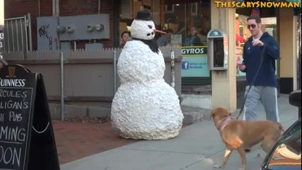 Смях ! Снежния човек плаши кучета ! Скрита камера !