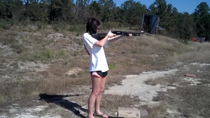 Girl shoots 12 gauge with 3 inch buckshot.. Funny!!!!