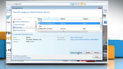 Internet Explorer® 8: How to manage Accelerators on Windows® Vista?