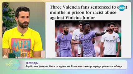 Осъдиха футболни фенове на 8 месеца затвор заради расистки обиди - „На кафе“ (12.06.2024)