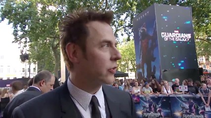 Режисьорът Джеймс Гън в Лондон на премиерата на филма си Пазители на Галактиката (2014)