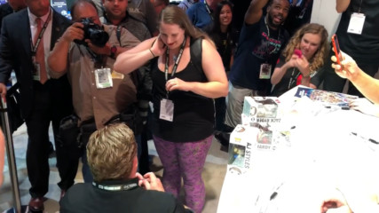 WWE fan proposes during Elite Squad signing at San Diego Comic-Con 2018