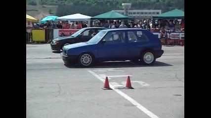 Sliven Drag 28.04.2013g. - Class Pro B - Vw Golf 2 1.8t vs Mitchubishi Evo - start 3