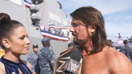 WWE Champion AJ Styles reflects on the experience of competing in front of the U.S. military before battling Jinder Maha