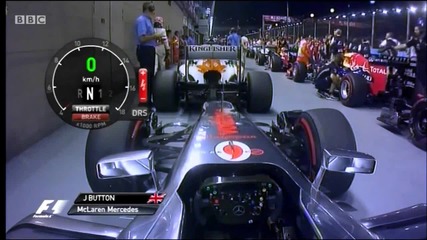 F1 Гран при на Сингапур 2012 - кадри от болида на Button [hd][onboard]