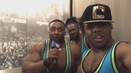 Xavier Woods records a selfie of Big E delivering his classic New Day introduction