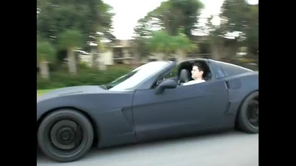 Flat Black Twin Turbo Corvette C6 Z06 Zr1 Highway Pull