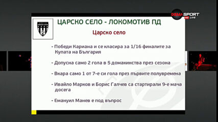 Локомотив Пловдив ще брани върха срещу Царско село