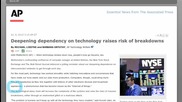 Deepening Dependency On Technology Raises Risk of Breakdowns