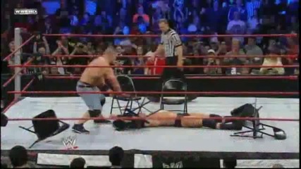 John Cena Attitude Adjustments Wade Barrett through six Chairs