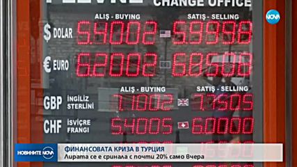 ФИНАНСОВАТА КРИЗА В ТУРЦИЯ: Лирата се е сринала с почти 20%