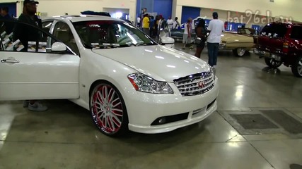 Pearl White red Infiniti M45 on 24 Forgiatos Taglio Wheels - 1080p Hd