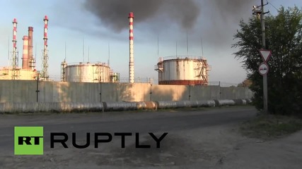 Пожар в петролната рафинерия в Саратов