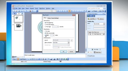 Microsoft® Powerpoint 2003: How to Add soundtrack on Windows® 7?