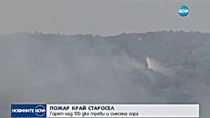 ПОЖАР КРАЙ СТАРОСЕЛ: Горят над 100 дка треви и смесена гора