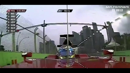 F1 Гран при на Сингапур 2012 - специалната камера на Alonso в Fp 1 [hd][onboard]