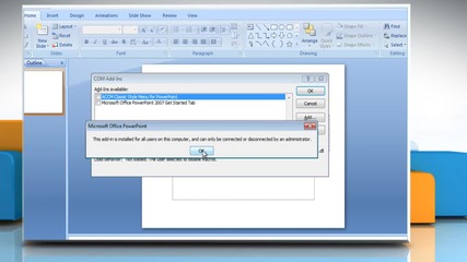Microsoft® Powerpoint 2007: How to turn off or manage installed add-ins on Windows® 7?