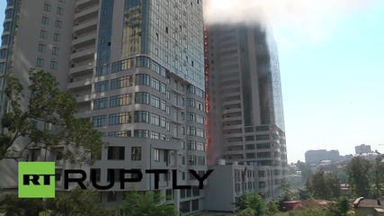 Ukraine: Fire rages through 22-storey Gagarin Plaza in Odessa, two injured