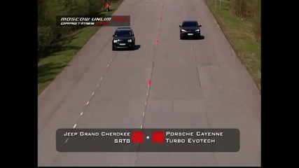 Dragtimes.info Jeep Cherokee Srt - 8 vs Porsche Cayenne Turbo 