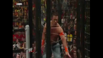 Randy Orton Dropkick from hell to Kofi Kingston - Wwe Elimination Chamber 2010