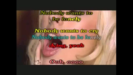 Караоке! Christina Aguilera & Ricky Martin - Nobody Wants To Be Lonely (karaoke Instrumental) 